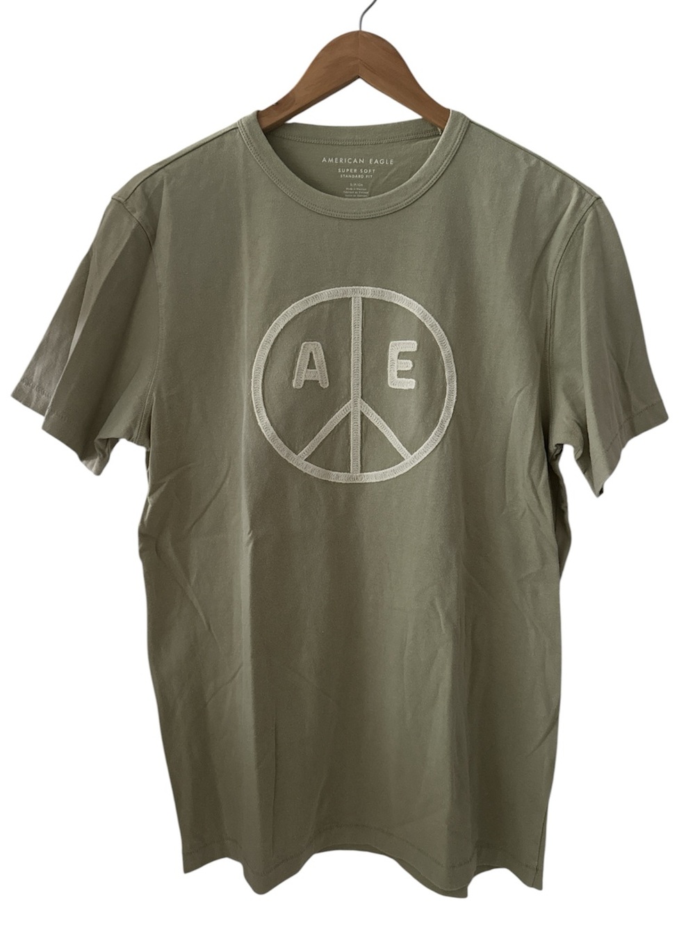 American Eagle Outfitters Olive Green AE Peace Logo Tee NWT sz Small